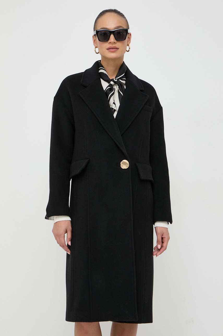 Вовняне пальто колір чорний перехідне oversize 3