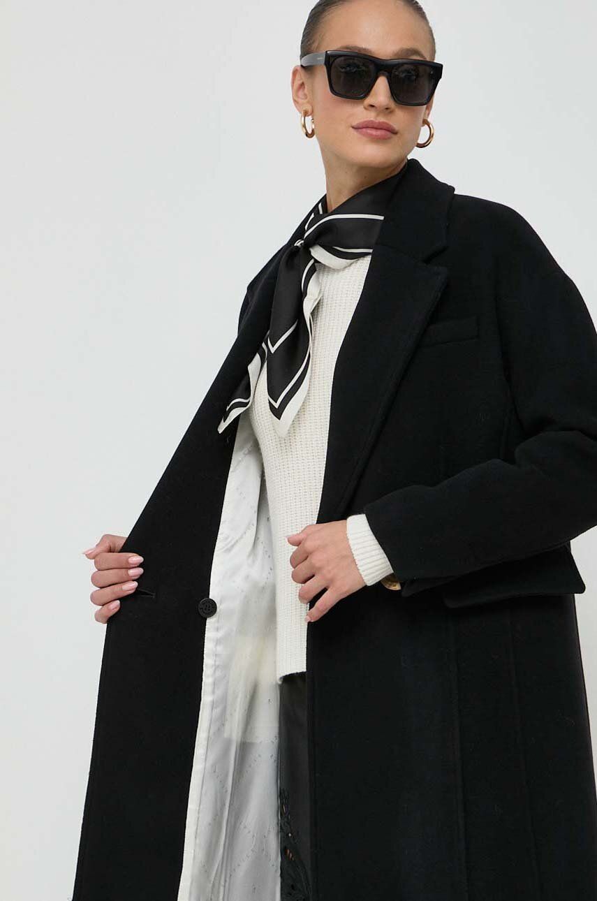 Вовняне пальто колір чорний перехідне oversize 5