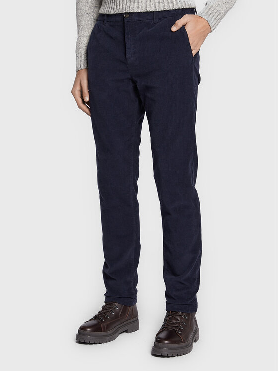 Штани з тканини 43B8UF01B Cиній Slim Fit