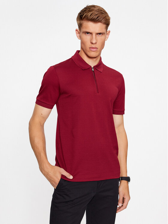Boss Поло Polston 34 50500332 Бордовий Regular Fit
